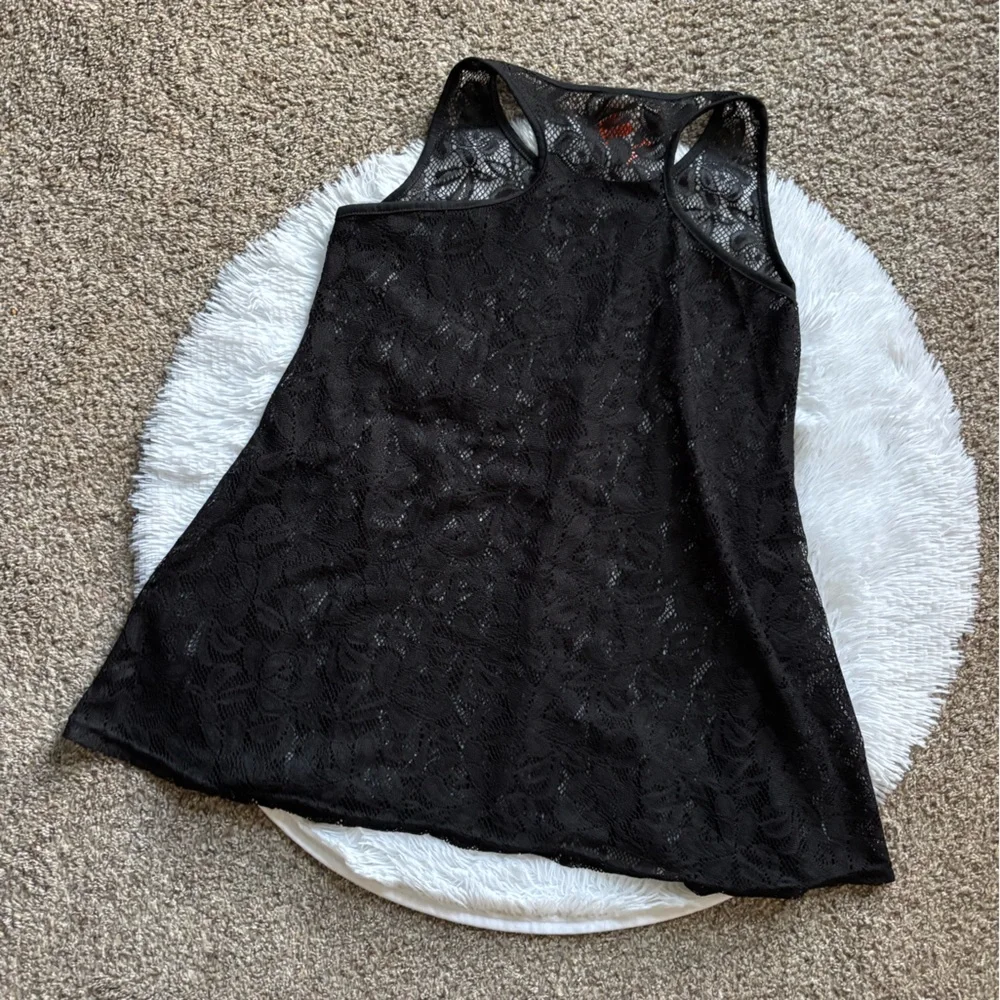 West Loop Crochet Swim Cover-Up‎ Dress New Black Lightweight Womens Size Large